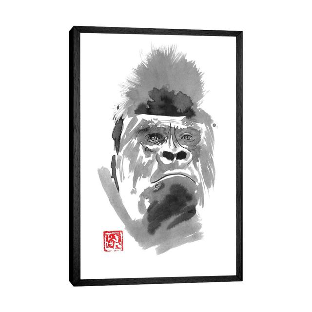 Concerned Gorilla by Péchane - Painting on Canvas Bloomsbury Market Format: Black Framed, Size: 152.4cm H x 101.6cm W x 3.81cm D on Productcaster.