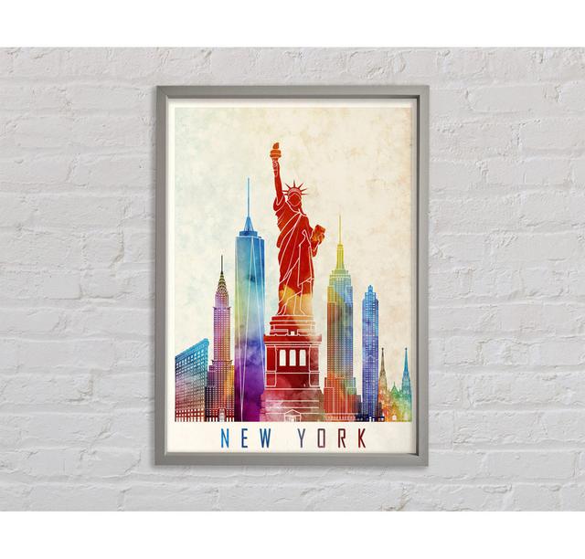 Rainbow New York - Print Latitude Run Size: 84.1cm H x 118.9cm W x 3.3cm D, Format: Grey Framed Canvas on Productcaster.