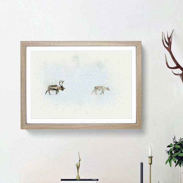 Reindeer in Abstract - Picture Frame Graphic Art Print East Urban Home Frame Option: Oak Framed, Size: 27cm H x 36cm W x 2cm D on Productcaster.