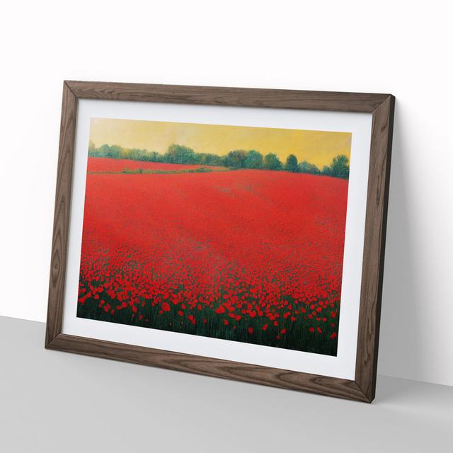 Idyllic Poppy Field Flowers - Picture Frame Graphic Art Marlow Home Co. Size: 34cm H x 46cm W, Frame Colour: Walnut on Productcaster.