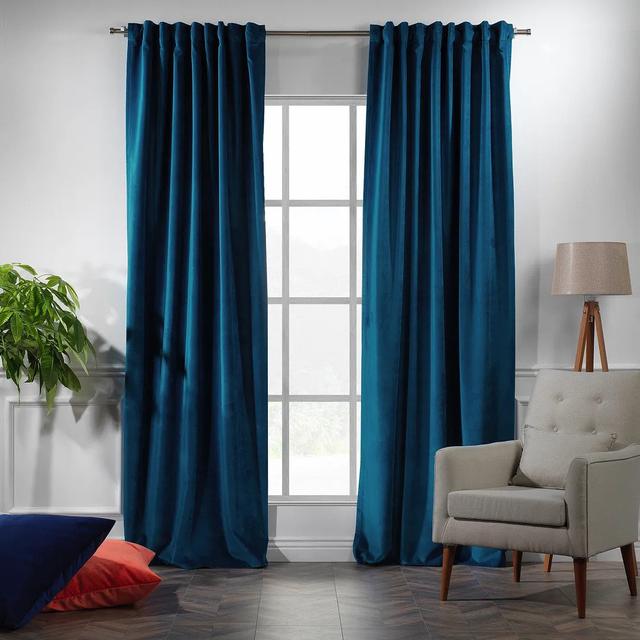 Extra Long & Extra Wide Matte Velvet Curtain Panel Lilijan Home & Curtain Curtain Colour: Lapis Blue, Panel Size: 140cm Width x 450cm Drop on Productcaster.