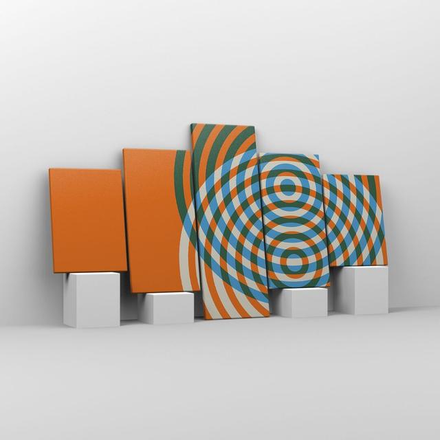 Abstraction Modern Circles - 5 Piece Wrapped Canvas Graphic Art Ebern Designs Size: 70cm H x 125cm W x 1.8cm D on Productcaster.