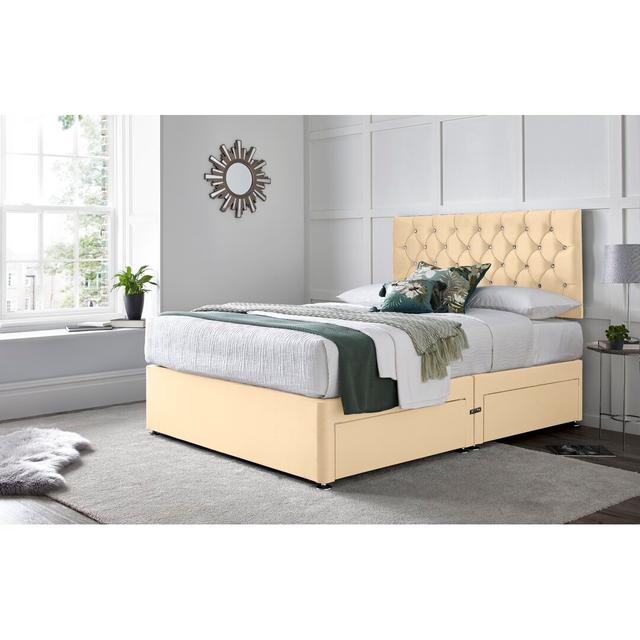 Crosslin Divan Bed with 24" Headboard on Struts Wayfair Sleep Colour: Cream, Size: Kingsize (5'), Storage Type: 4 Drawers on Productcaster.