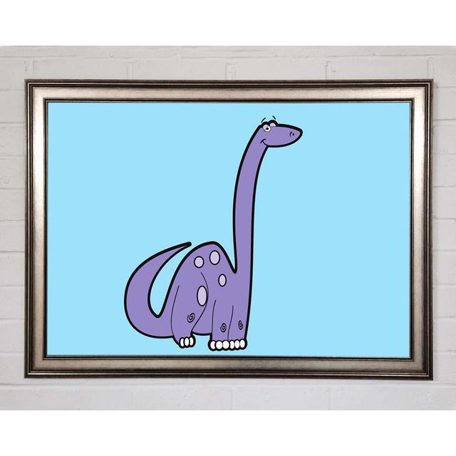 Grafikdruck Tall Dinosaur Baby Roomie Kidz Größe: 30cm H x 42cm B x 1,5cm T, Format: Poster mit metallgrauem Rahmen, Farbe: Hellblau on Productcaster.