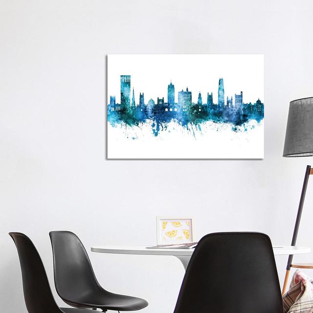 New Haven Connecticut Skyline Blue Teal by Michael Tompsett - Wrapped Canvas Painting Latitude Run Size: 66.04cm H x 101.6cm W x 3.81cm D on Productcaster.