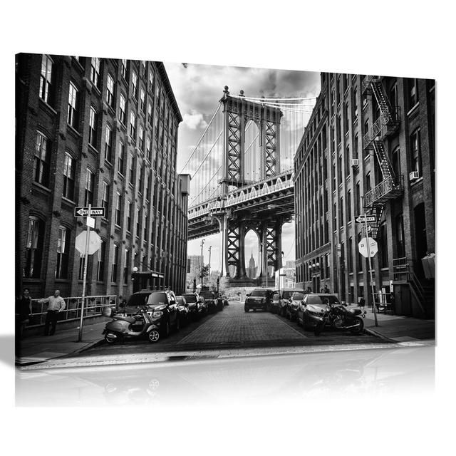 Alley & Architectural Brooklyn Bridge - Wrapped Canvas Photograph Panther Print Size: 51cm H x 76cm W on Productcaster.