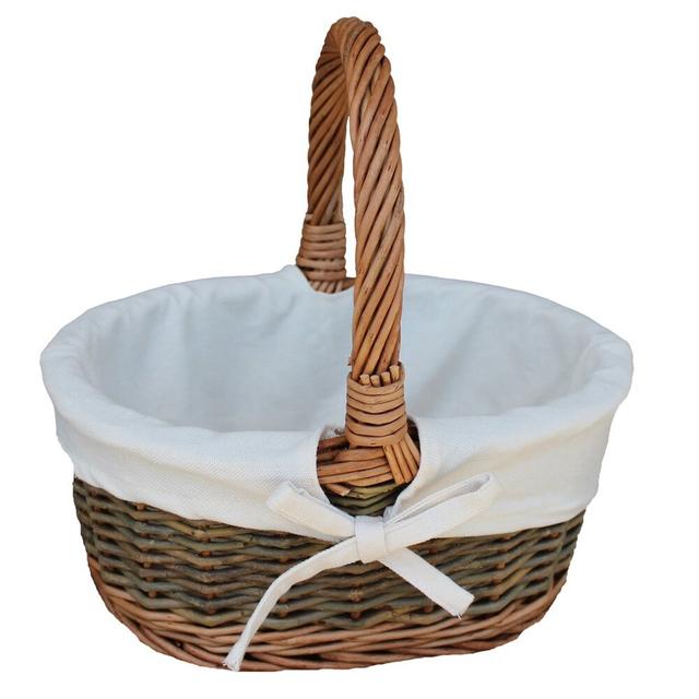 Wicker Shopping Basket with White Lining Brambly Cottage Size: 38cm H x 42cm W x 30cm D on Productcaster.