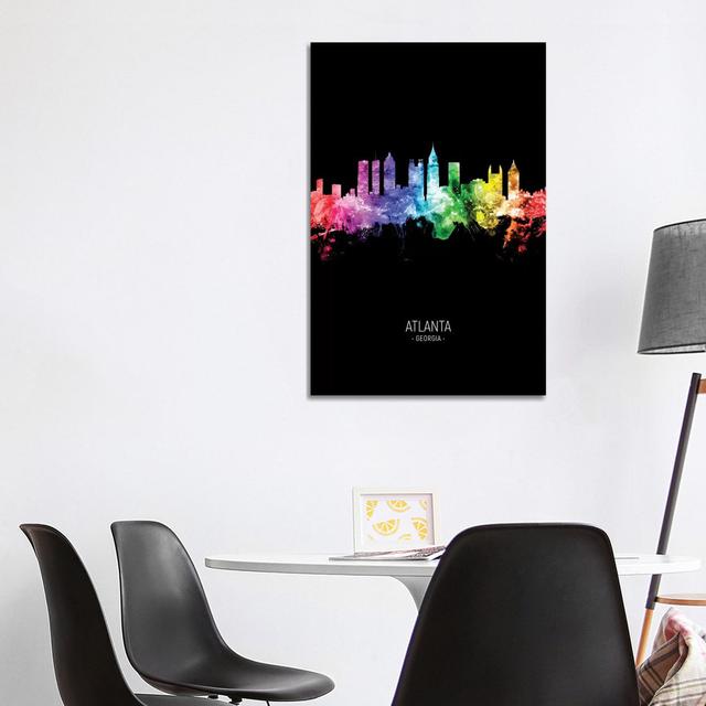 Atlanta Georgia Skyline Portrait Rainbow Black by Michael Tompsett - Wrapped Canvas Print Metro Lane Size: 101.6cm H x 66.04cm W x 1.91cm D on Productcaster.