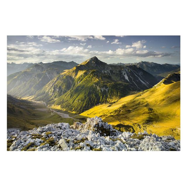 Mountains and Valley of the Lechtaler Alps Semi-Gloss Wallpaper Roll East Urban Home Material quality: Standard (110g/m²), Size: 4.8m x 320cm on Productcaster.