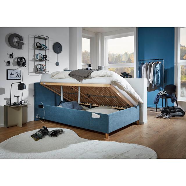 Bett Bromborough ModernMoments Farbe: Blau, Liegefläche: 120 x 200 cm on Productcaster.