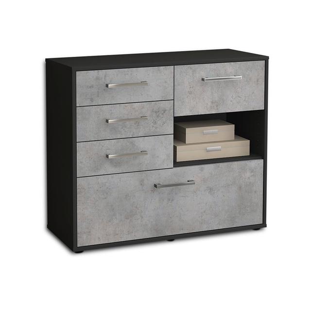 sideboard, free -standing/metal handles, size: 79x92x35cm Brayden Studio Colour: Concrete/Anthracite on Productcaster.