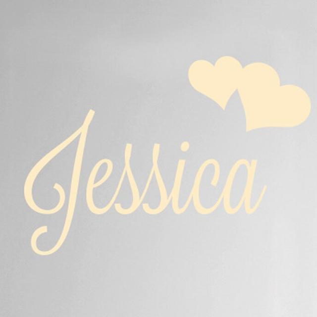 Personalised Name with Two Hearts Door Room Wall Sticker East Urban Home Colour: Beige, Customize: Yes on Productcaster.