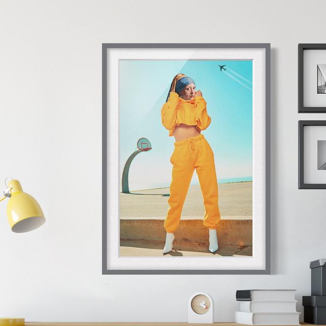 Girl with Sweatpants by Jonas Loose - Picture Frame Graphic Art on Paper Ebern Designs Size: 40cm H x 30cm W x 2cm D, Frame Option: Grey Framed on Productcaster.