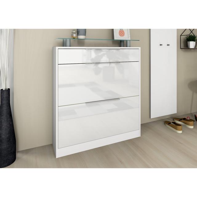 Ellari 12 Pair Shoe Storage Cabinet Zipcode Design Finish: Matt White/High Gloss White on Productcaster.