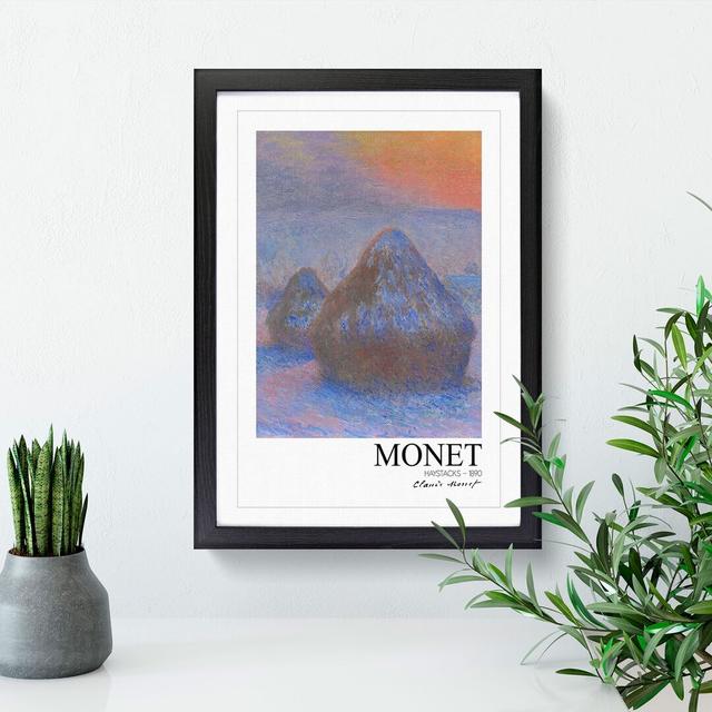 Haystacks with Border by Claude Monet - Picture Frame Painting East Urban Home Size: 48cm H x 36cm W x 2cm D, Frame Option: Black Framed on Productcaster.