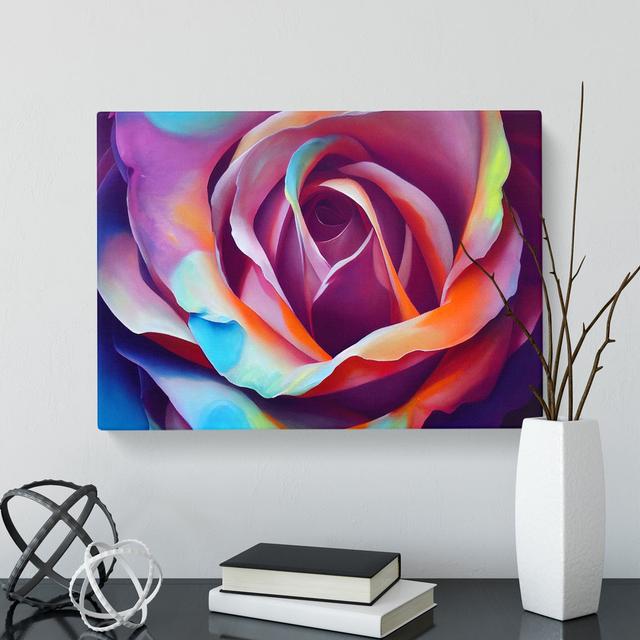 Colourful Rose Flower Vol.2 - Wrapped Canvas Painting Marlow Home Co. Size: 35cm H x 50cm W x 3cm D on Productcaster.