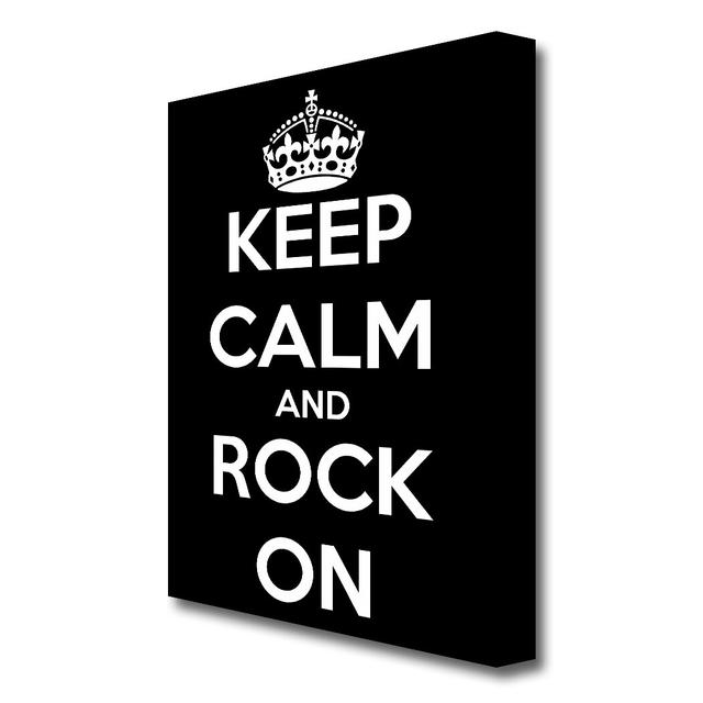 Keep Calm And Rock On - Wrapped Canvas Typography Print East Urban Home Size: 121.9 cm H x 81.3 cm W x 4.4 cm D on Productcaster.