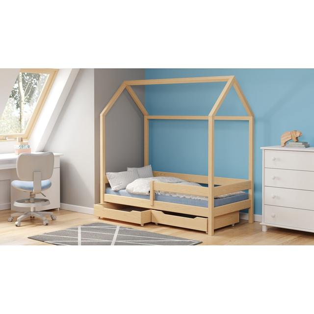 Solid Wood House Bed by Lukdom Lukdom Size: European Toddler (80 x 180cm), Colour (Bed Frame): Brown on Productcaster.