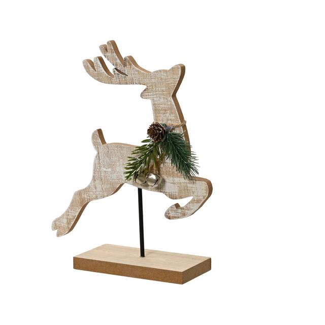 MDF Leaping Reindeer with Bell Necklace The Seasonal Aisle Size: 22cm H x 17cm W x 6cm D on Productcaster.