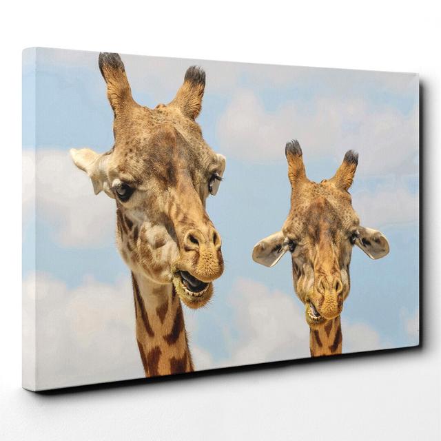 Two Giraffes Chewing Photographic Print on Canvas East Urban Home Size: 50cm H x 76cm W on Productcaster.