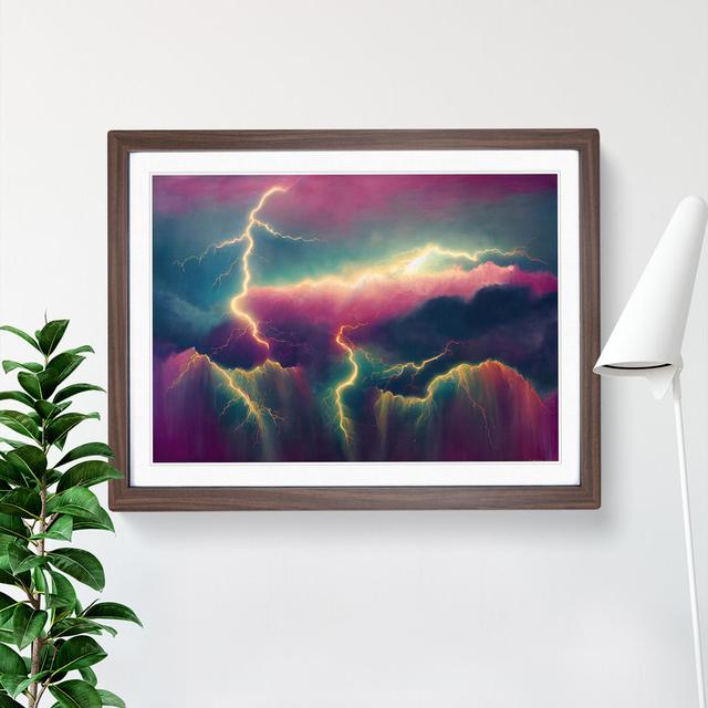 Mesmerising Thunderstorm - Picture Frame Painting 17 Stories Size: 25cm H x 34cm W x 2cm D, Frame Colour: Walnut on Productcaster.