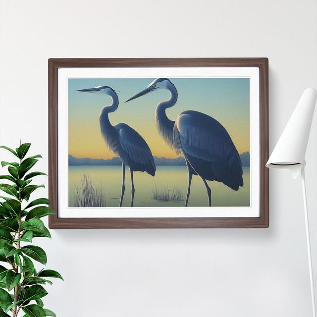 Two Heron Birds House of Hampton Size: 46cm H x 64cm W x 2cm D, Frame Colour: Walnut on Productcaster.