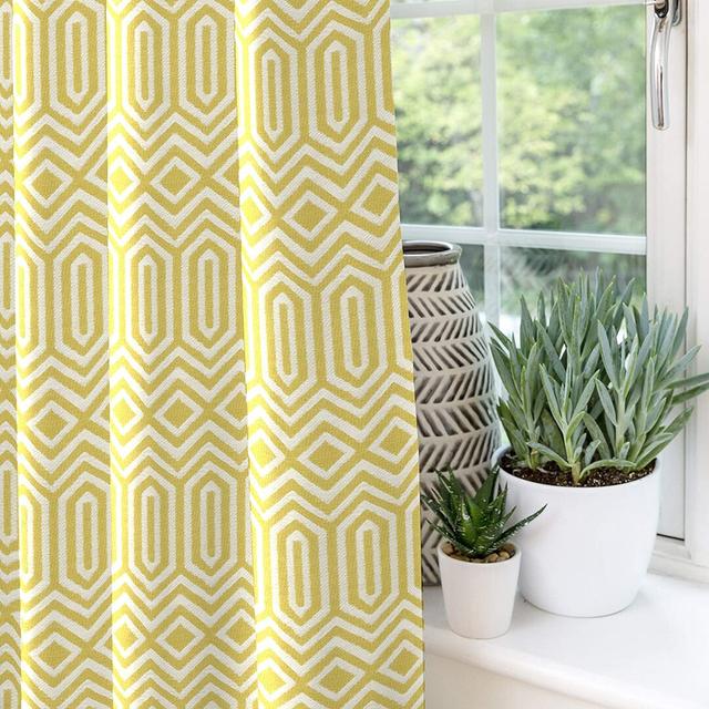 Wescott Cotton Eyelet Blackout Thermal Curtains (Set of 2) George Oliver Panel Size: Width 137 x Drop 228 cm, Colour: Yellow on Productcaster.