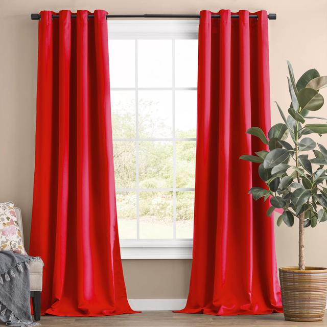 Crisfield Eyelet Blackout Thermal Curtains Symple Stuff Panel Size: 168 W x 213 D cm, Colour: Red on Productcaster.