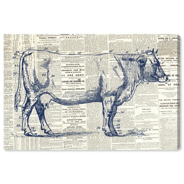 'Cow Farm House' Graphic Art on Wrapped Canvas East Urban Home Size: 61 cm H x 91.4 cm W on Productcaster.