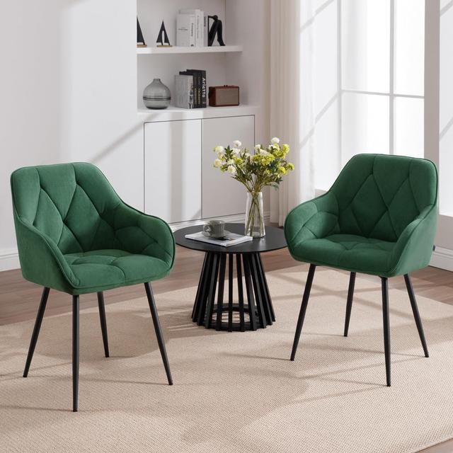 Bharmal Velvet Armchair (Set of 2) George Oliver Upholstery Colour: Dark Green on Productcaster.