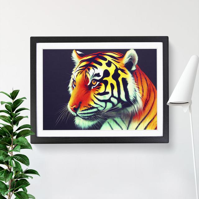 Blessed Tiger - Picture Frame Graphic Art World Menagerie Frame Option: Black, Size: 25cm H x 34cm W x 2cm D on Productcaster.