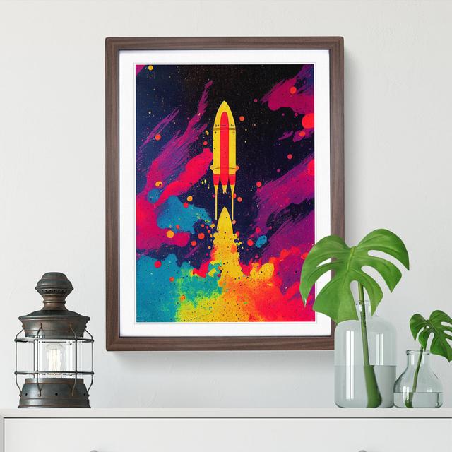 Paint Splashed Spaceship Rocket No.5 - Single Picture Frame Print 17 Stories Frame Colour: Walnut, Size: 34cm H x 25cm W x 2cm D on Productcaster.