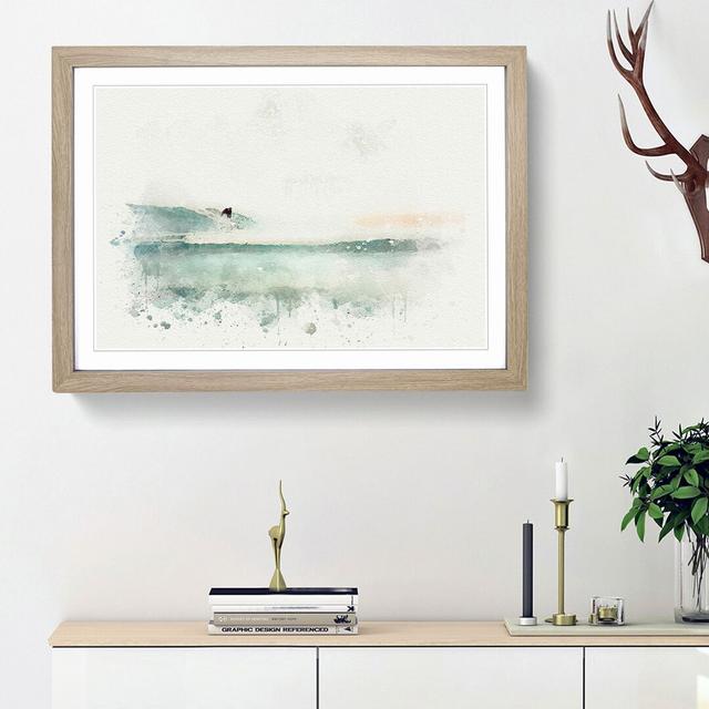 Surfing in Zuma Beach Malibu in Abstract - Picture Frame Graphic Art Print East Urban Home Frame Option: Oak Framed, Size: 48cm H x 65cm W x 2cm D on Productcaster.