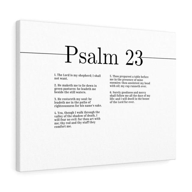 The Lord Is My Shepherd Psalm 23 - Wrapped Canvas Typography Blue Elephant Size: 46cm H x 61cm W on Productcaster.