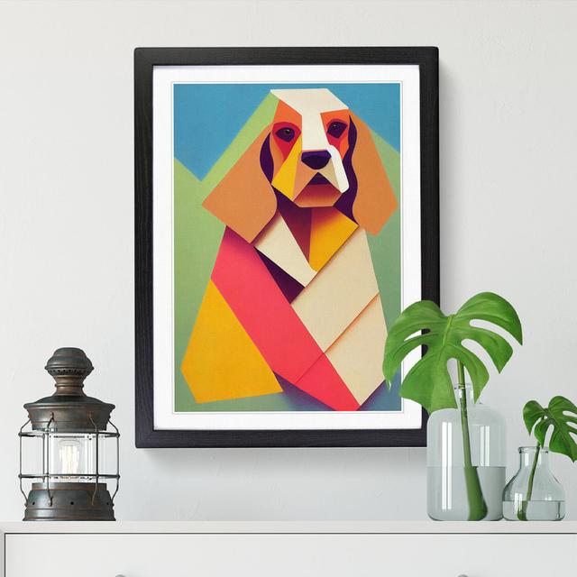 Cocker Spaniel Cubism - Single Picture Frame Graphic Art Marlow Home Co. Format: Walnut Framed, Size: 64cm H x 46cm W on Productcaster.