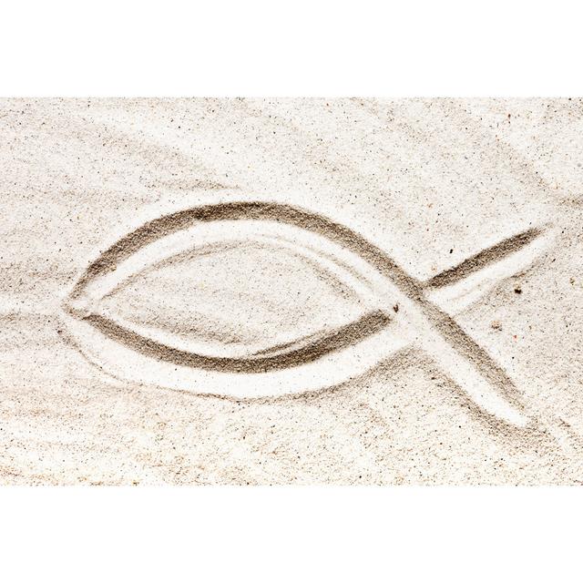 Beach Sand Christian Fish by RapidEye - No Frame Art Prints on Canvas Beachcrest Home Size: 51cm H x 76cm W on Productcaster.