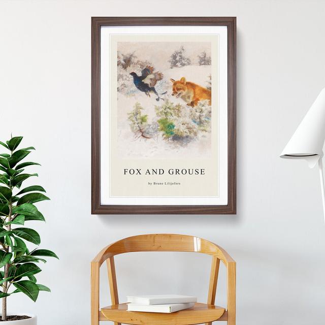 Fox Chasing Bird by Bruno Liljefors - Picture Frame Graphic Art East Urban Home Frame Option: Walnut Framed, Size: 36cm H x 27cm W x 2cm D on Productcaster.