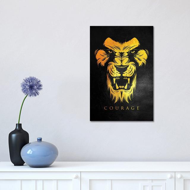 Lion Courage by Adrian Baldovino - Wrapped Canvas Graphic Art Maturi Size: 45.72cm H x 30.48cm W x 1.9cm D on Productcaster.