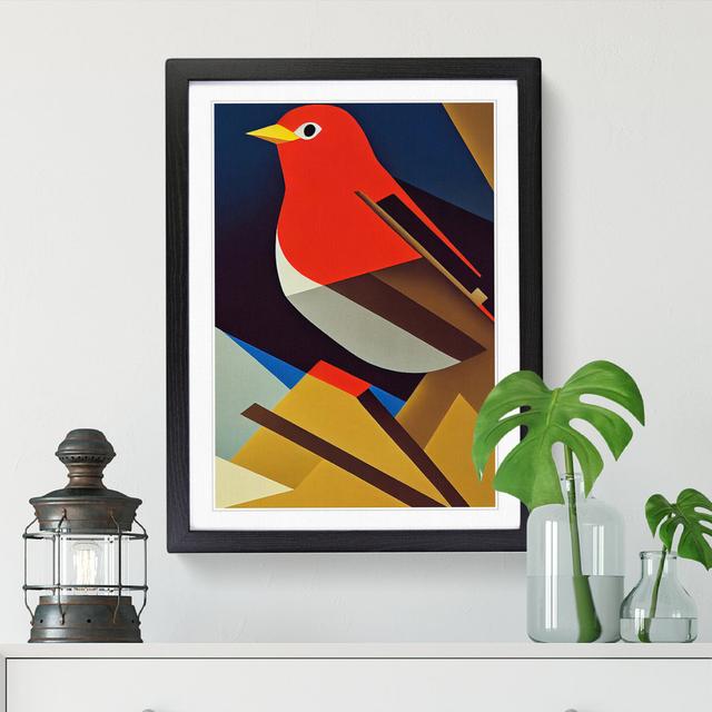 Riam Robin Bird Abstract Vol.9 - Single Picture Frame Print Marlow Home Co. Size: 34cm H x 25cm W x 2cm D, Format: Oak on Productcaster.