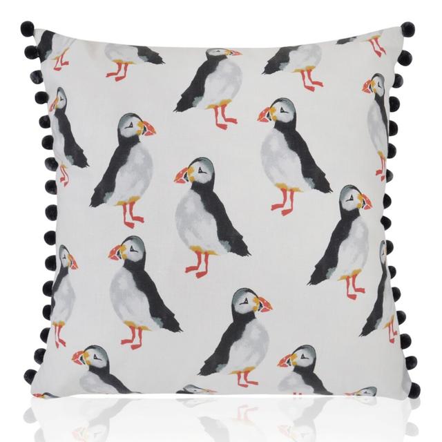 43Cm X 43Cm Puffin Cushion With Pompom House of Hampton on Productcaster.