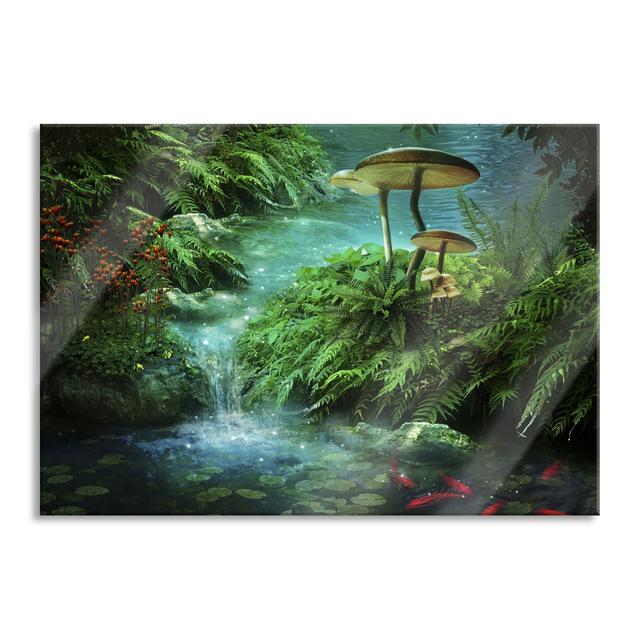 Magical Fairytale Forest - Unframed Graphic Art on Glass Bay Isle Home Colour: Green/Blue, Size: 60cm H x 80cm W on Productcaster.