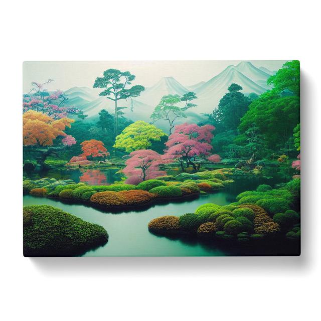 Japanese Garden - Wrapped Canvas Graphic Art Alpen Home Size: 50cm H x 76cm W x 3cm D on Productcaster.