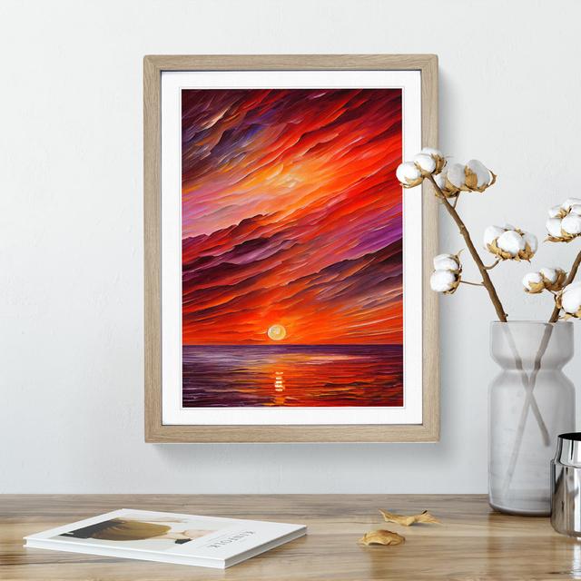 Ocean Sunset View No.7 House of Hampton Size: 46cm H x 34cm W x 2cm D, Frame Colour: Oak on Productcaster.