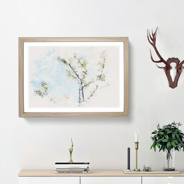 A White Cherry Blossom Tree Watercolour - Single Picture Frame Print on MDF East Urban Home Size: 62cm H x 87cm W x 2cm D, Frame Option: Oak Framed on Productcaster.