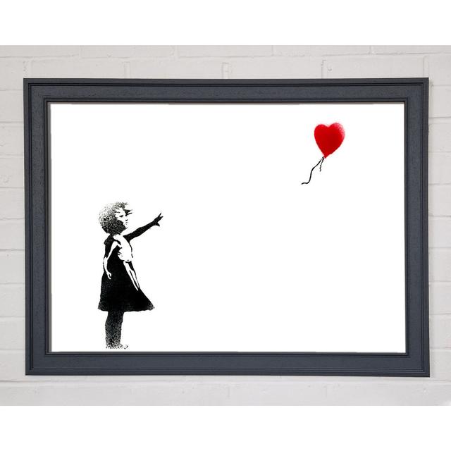 Balloon Girl Framed Print Ebern Designs Size: 29.7cm H x 42cm W x 1.5cm D, Format: Natural Framed Paper on Productcaster.