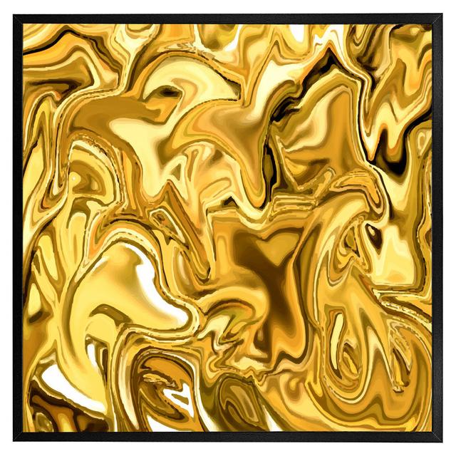 Lilesville Golden Liquid - Print Rosdorf Park Frame Colour: Black Framed, Size: 76cm H x 76cm W x 4cm D on Productcaster.