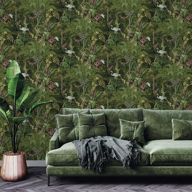 Abdalmalak 10m x 53cm Matte Wallpaper Roll Bay Isle Home Colour: Green on Productcaster.