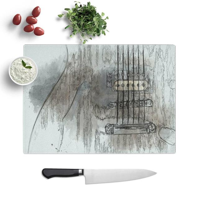 Tempered Glass Strings of the Electric Guitar Chopping Board East Urban Home Size: 39 cm W x 28.5 cm L on Productcaster.