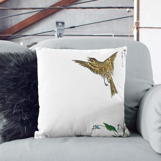 Japanese Water-Pipit by Numata Kashu Cushion with Filling East Urban Home Size: 55cm H x 55cm W x 20cm D, Backing Colour: Stone on Productcaster.