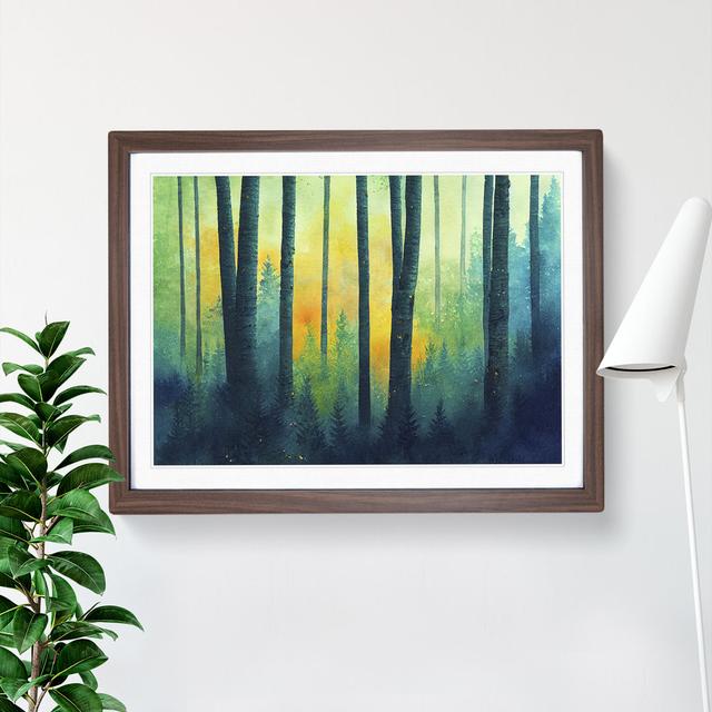 Heavenly Colourful Forest - Single Picture Frame Painting Alpen Home Size: 46cm H x 64cm W x 2cm D, Frame Colour: Walnut on Productcaster.